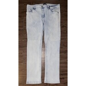 Bleecker & Mercer Jeans Mens 38x32 Light Wash Blue Skinny Fit Stretch Denim